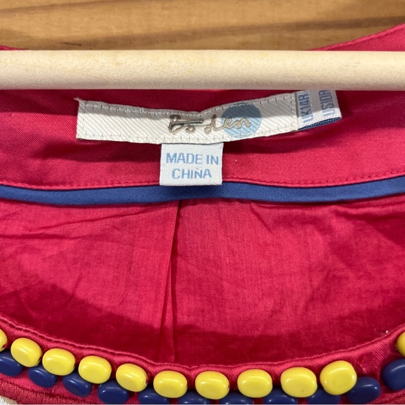 Boden Dress 10R Pink Beaded Embroidered Cotton Stretch Shift Sleeveless - Picture 5 of 13